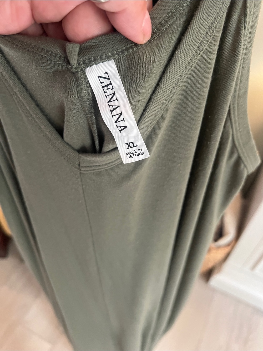 Zenana Outfitters Olive Green V‑Neck Maxi Slip Dress with Spaghetti Straps - Picture 2 of 7